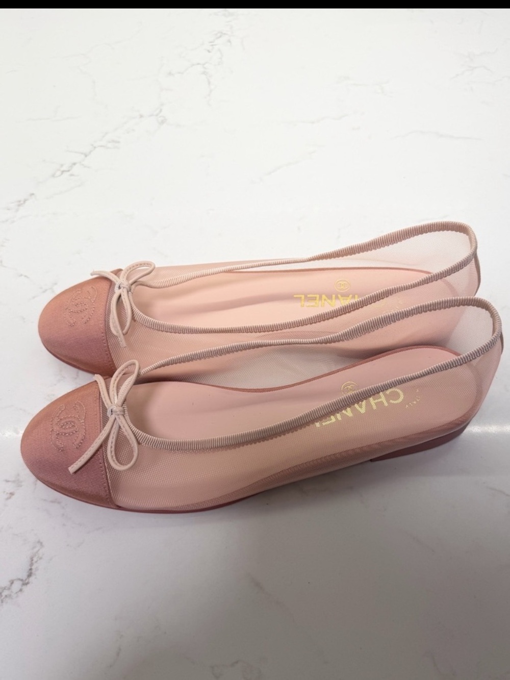 Chanel Two-Tone Pink Ballet Flats Sz 39